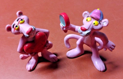 Lot Of Two Pink Panther 1983 PVC Figures Billy Toys Approx 2.5 Inches Played Wit Cover