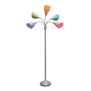 Hampton Bay 67" 5-Light Black Gooseneck Floor Lamp w/ Multi-Color Acrylic Shades - Picture 1 of 3