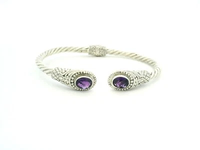 Pulseira de prata esterlina 925 com corda torcida e punho de amitisto - Imagem 1 de 4