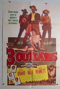 Póster original de la primera película 3 Outlaws marca Neville, Alan Hale Jr - Imagen 1 de 1