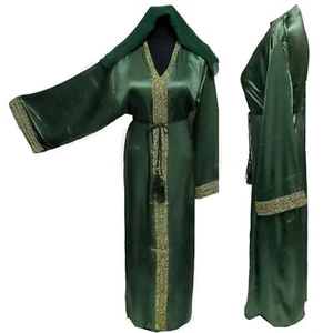 Luxury Satin women stone work Abaya Jalabiya Arab Long Dress - Picture 1 of 4