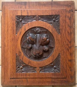 Antike geschnitzte Holzplatte, Jugendstil Eiche Schrank-Frontplatte Deko um 1900 - Bild 1 von 2