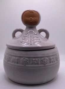 Vtg Scandinavian Style Ceramic Pottery Glazed Lidded Jar with Head/Face Unique - Picture 1 of 12