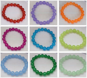 Natural 6/8/10/12/14mm Mixed Multicolor Jade Round Gemstone Beads Bracelet 7.5"