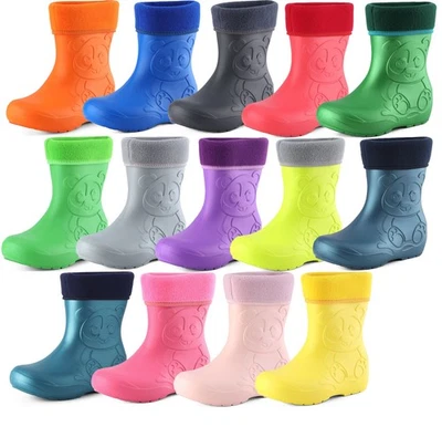 LADEHEID Gummistiefel Kinder Jungen Mädchen Rutschfest Gefüttert EVA 22-33