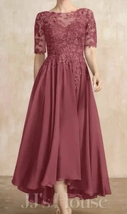 NWT JJ’s House Mother Of The Bride Tea Length In Mulberry Asymmetrical Chiffon - Picture 1 of 13