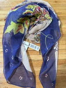 Silk Scarf Max Studio Navy With Flowers, Nordstrom Rack  Women’s One Size - Picture 1 of 5