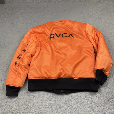 Rvca Jacket Mens Medium Orange Reversible Hoth Ma-1 Puff Bomber Artist Program - Image 1 of 4