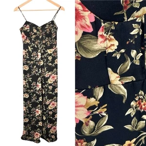 Xhilaration Floral Bustier Wide Leg Jumpsuit Sz M Smocked Back Romantic Fairy - Picture 1 of 16