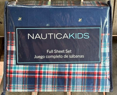 Nautica Kids PLAID Full Size Sheet Set     4-pc set includes 2 pillowcases - Image 1 of 3