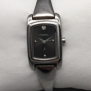 Fossil F2 ES-9324 Damenuhr 19mm silberfarben schwarz Edelstahl neue Batterie 6,25" - Bild 1 von 12