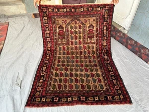 3 Fuß 2 x 4 Fuß 4 Fuß Vintage Afghan Handgeknüpfter Baluchi Teppich Oriental Tribal Wollteppich - Bild 1 von 9