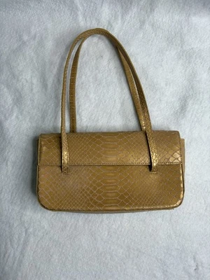 Bolso de Hombro Ann Taylor Dorado Imitación Piel de Serpiente Cartera Bolso de Mano Estructurado 10x6 Foto 1 de 4