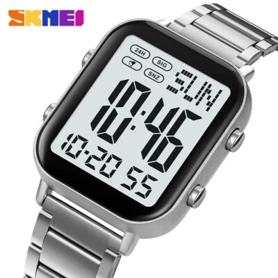 SKMEI Men Watch Rectangle Digital Wristwatch Full Steel Electronic Digital Watch - Image 1 of 4