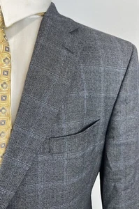 Daniel Cremieux Men’s Gray Windowpane Loro Piana Wool Sport Coat Blazer Sz 44 L - Picture 1 of 13