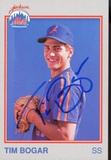 1989 Jackson Mets TIM BOGAR Signed Card autograph AUTO ASTROS