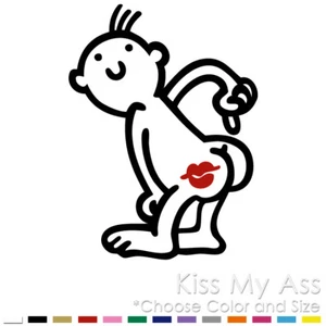 KISS MY ASS TWO COLORS RED KISSING LIPS FUNNY WINDOW VINYL DECAL STICKER (K-01) - Picture 1 of 14