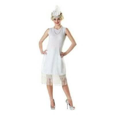 Disfraz de Halloween blanco aleta vestido con lentejuelas 4/6, tocado, collar para mujer Foto 1 de 4