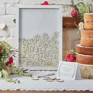 Bilderrahmen mit Holzherzen Herzen Alternative zum Gästebuch Hochzeit - Bild 1 von 2