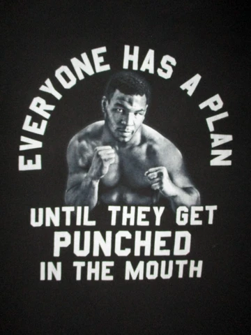 MIKE TYSON EVERYONE HAS A PLAN UNTIL THEY GET PUNCHED IN MOUTH T SHIRT - SM/XS Cover