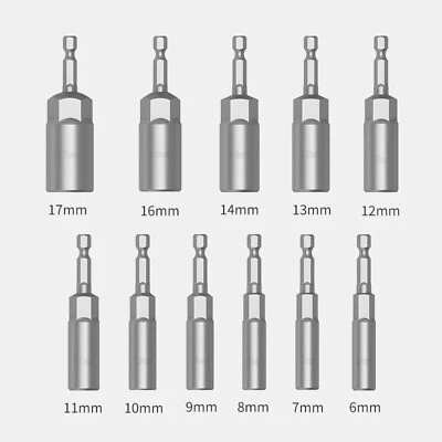 Nut Driver Bit Hex Magnetic Socket Impact Drill 5mm-19mm 1/4" Drive Insert Bits - Image 1 of 4