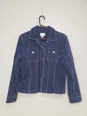 Chaqueta de pana elástica Christopher & Banks para mujer M Jean azul oscuro retro Y2K  Foto 1 de 4