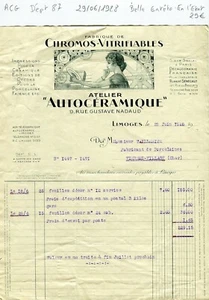 Dépt 87/75 - Limoges 9 Rue Gustave Nadaud - Belle Entête Secteur Artistique 1929 - Imagen 1 de 1