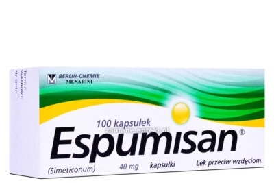 BERLIN-CHEMIE Espumisan simeticone meteorismo riduce il gonfiore allo stomaco sollievo gas - 100 capsule.