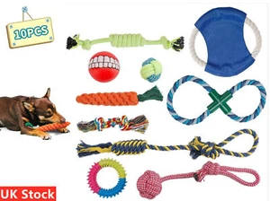 10 Pcs Dog Rope Toys Set Tough Strong Chew Knot Toys Puppy Bear Cotton Pet Toys - Picture 1 of 5