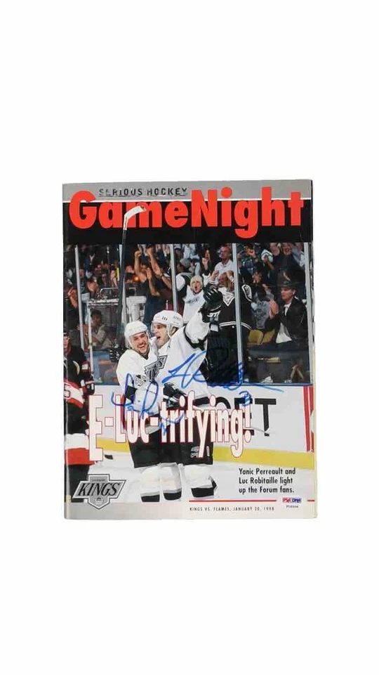 Yanic Perreault & Luc Robitaille Signed Kings 1998 GameNight Mag PSA AUTO COA - Image 1 of 3