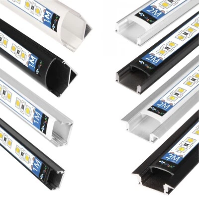 LED Aluprofil Aluminium Profile Alu Leiste Schiene Leuchte 1m 2m LED-Streifen - Bild 1 von 4