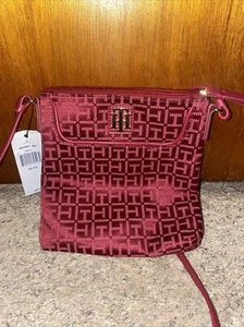 New TOMMY HILFIGER Dark Red Fabric, Crossbody - Picture 1 of 5