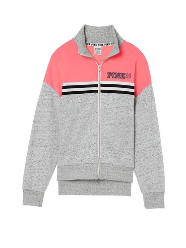 UNDERCOVER Felpa con cappuccio Victoria Secret rosa perfetta pullover felpa zip intera righe fluo XS