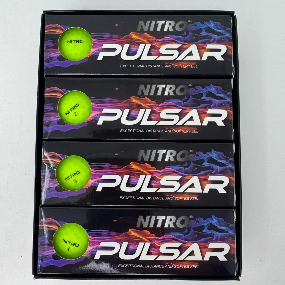 Nitro Pulsar 12 Yellow Soft Matte Finish Golf Balls
