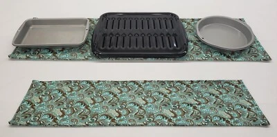 Brown & Teal Paisley Pads or Hot Pad Runner - Image 1 of 4