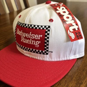 Vintage Bill Elliott #11 Budweiser Racing AJD Snapback Hat Cap NASCAR White Red - Picture 1 of 8