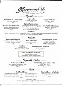 Vintage Menu MERRRIMANS HAWAII REGIONAL CUISINE Dinner - Picture 1 of 2