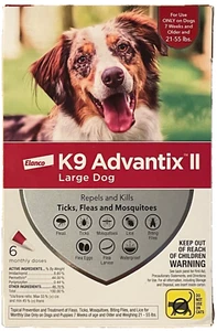 K9 Advantix II Flea Tick Medicine Large Size Dog 6 Month Supply Pack K-9 21-55 - Picture 1 of 1