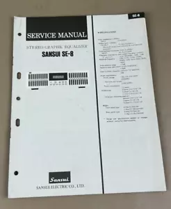 Sansui SE-8 Equalizer Service Manual D-215 - Picture 1 of 3