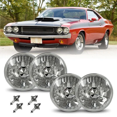 2 Pair 5" Round Headlights Lamps For 1970-1974 Dodge Challenger 1965-1976 Monaco - Image 1 of 4