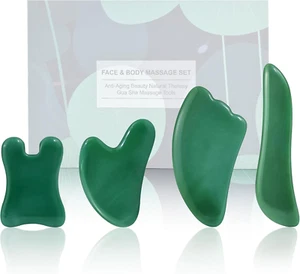 Guasha Massage Tool, 4 Pcs Gua Sha Facial Tool, Guasha Board for SPA Acupuncture - Picture 1 of 12