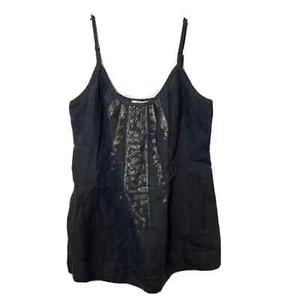 Eileen Fisher Sequins Sleeveless Tank Top Womens XS Gray Linen Spaghetti Strap - Picture 1 of 8