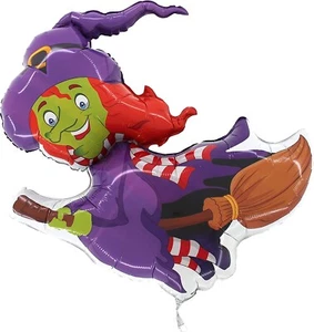 Toyland® 28" Flying Witch On Broom Halloween Foil Helium Balloon (CX12-WITCH) - Picture 1 of 1