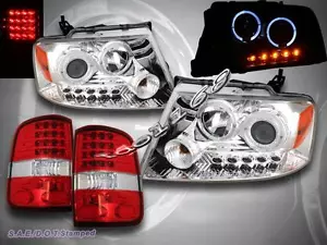 Ford F-150 2004-2008 cromo faros halo proyector led + luces traseras rojas led - Imagen 1 de 2