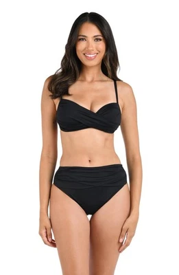 La Blanca Women's Island Goddess Wrap Bikini Top Swimsuit Top Sz 6 Padded Black - Image 1 of 4