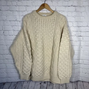 Bonner Irland Wollpullover Herren creme Strick Fischer Langarm Zopfmuster - Bild 1 von 6