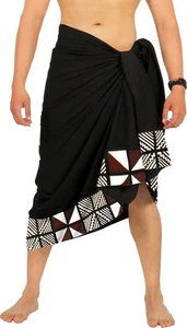 LA LEELA Rayon Solid Hawaiian Swimsuit Wrap Casual Boys 78"X42" Black_3744 - Picture 1 of 3