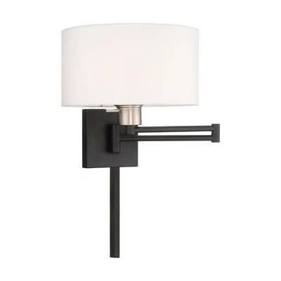 Livex Lighting - 1 Light Swing Arm Wall Sconce-Black Finish - Image 1 of 4