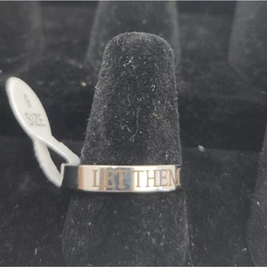 Neu LET THEM Silberfarben Ring Gravur Trendy Schmuck Geschenke Größe 9 - Bild 1 von 5