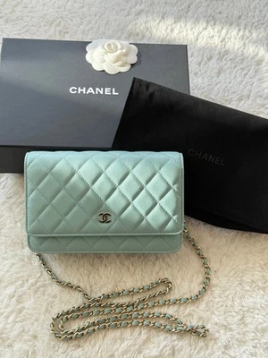 CHANEL Classic Caviar WOC Wallet On Chain Tiffany Blue  - Image 1 of 4